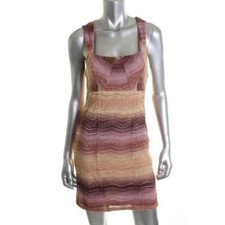 Free People Nude Combo Crochet Sleeveless Knee Length Casual Day Dress Sz 12 NWT
