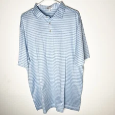 Peter Millar TPC Four Seasons Las Colinas Polo Shirt Blue White Size XL