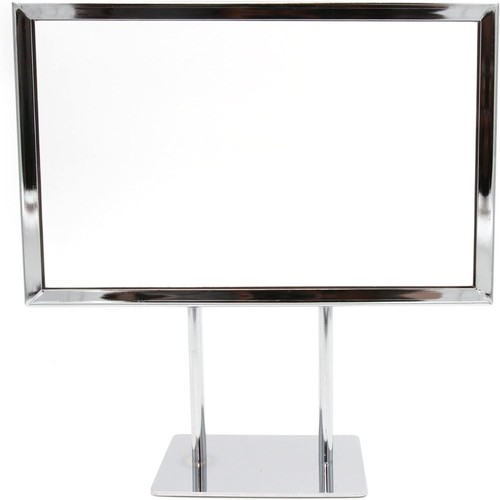 Set of 6 Sign Holders Chrome Fits 7" x 11" Twin Stem Metal Countertop Tabletop - Picture 4 of 10