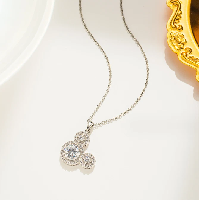 Collar de cadena colgante de plata Disney Mickey Mouse titanio pavé circonita cúbica Foto 2 de 2