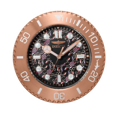 Invicta Pro Diver 14'' Light Pink Floral Hammerhead Wall Clock (Model 47775) New