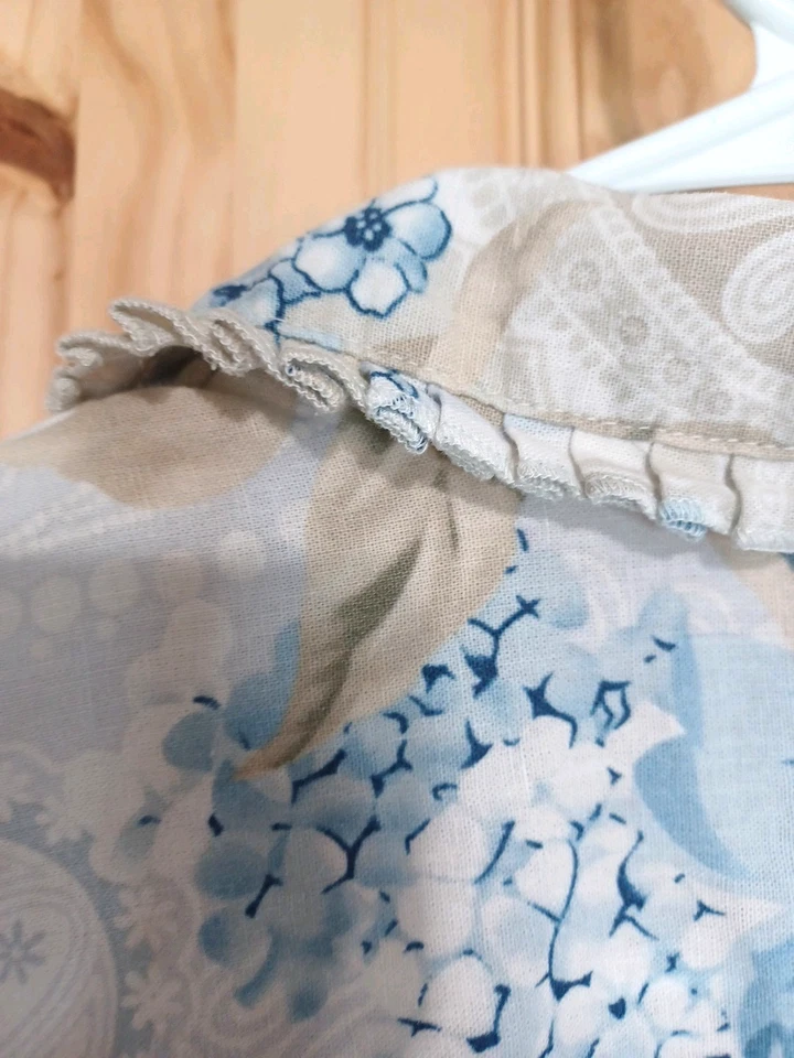 Blusa Caribbean Joe feminina floral mistura de linho tamanho XL botão de babado havaiano - Imagem 3 de 4