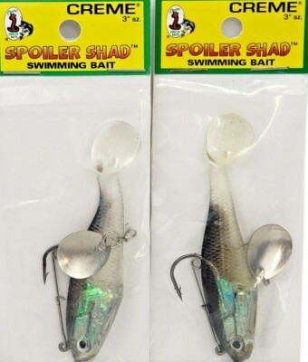 Creme 3'' Spoiler Shad Black Back Swimming Bait Fishing Spinner Lure #SSB301S