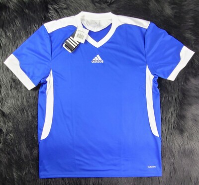 Adidas Climalite Men’s(L)Blue White Striped Soccer Football Jersey SHIPPED  PROMP