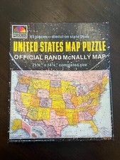 VINTAGE UNITED STATES MAP PUZZLE Official Rand McNally Map in BOX Missing 1 Pc