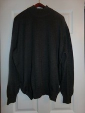 Saks Fifth Avenue Charcoal Grey 100 Wool Long Sleeve Mock Neck Sweater