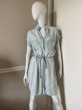 RAILS Anthropologie Palest Blue 100% Lyocell Buttoned Shirt Dress w/ Belt S