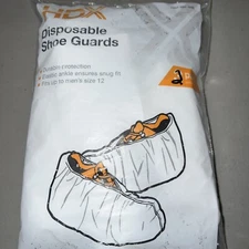 HDX White Disposable Shoe Guards Shoe Covers Booties Protectors, Open Bag 2 Pair