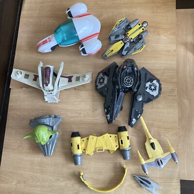 Star Wars Starfighter Ship Parts Lot Transformers Darth Vader Yoda 2000 s Hasbro