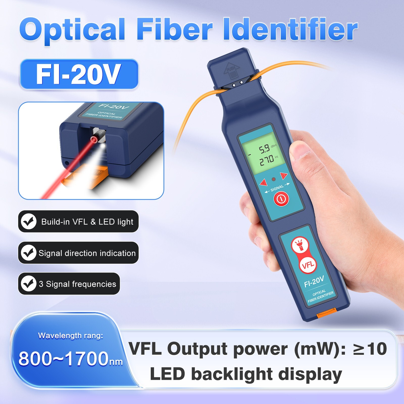 Komshine FI-20V Optical Fiber Identifier Fiber Fault Detector Fiber Cable Tester