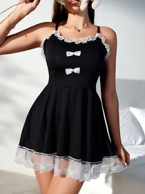 Womens Sexy Lingerie Set Lace Clubwear French Maid Costume Cosplay Fancy Dress