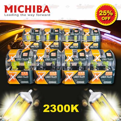 MICHIBA Scheinwerfer 12V GLÜHLAMPEN 2300K H1 H3 H4 H7 H8 H11 HB3 HB4 Yellow GELB