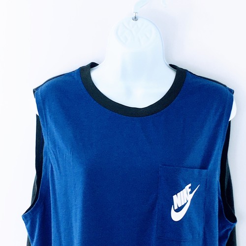 Nike Damen ärmelloses Trainingst-Shirt blau schwarz Rundhalsausschnitt Tank Modalmischung Gr. L - Bild 3 von 9