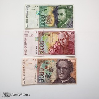 SPAIN: Set of 3 Spanish Peseta Banknotes.