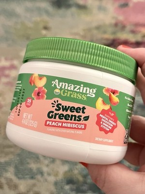 Amazing Grass Sweet Greens Peach Hibiscus Powder 4.4 oz Vegan Gluten Free