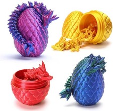 4 Pcs Mini 3D Printed Dragon Eggs with Crystal Dragon Inside, Easter Egg fillers