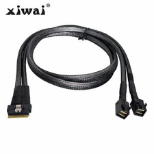 xiwai PCI-E Slimline SAS SFF-8654 8i 74pin to Dual SFF-8643 4i Mini SAS Wire