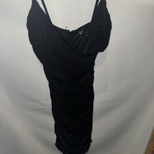 Windsor Glitter Bodycon Cowl Neck Strappy Sleeveless Short Dress Black Size S