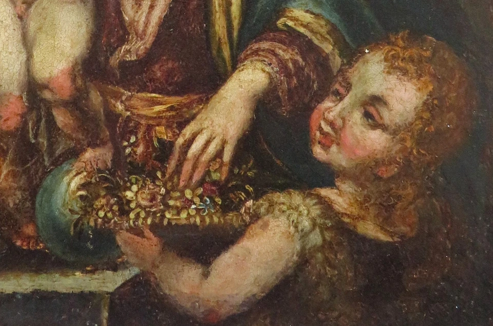 PEINTURE sur CUIVRE début XVIIe. VIERGE à l'Enfant. FLANDRE. CADRE en bois doré - Photo 4/4