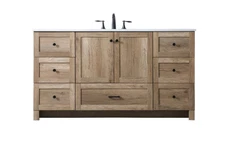 Elegant Kitchen and Bath 60 Inch SIngle Bathroom Vanity In Natural Oak