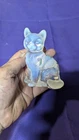 Fenton French Opalescent Curious Cat HandPainted Signed S. Burns & Shelly Fenton
