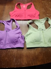 Tek Gear Zipper Front Workout Bras Set of 5 size Medium