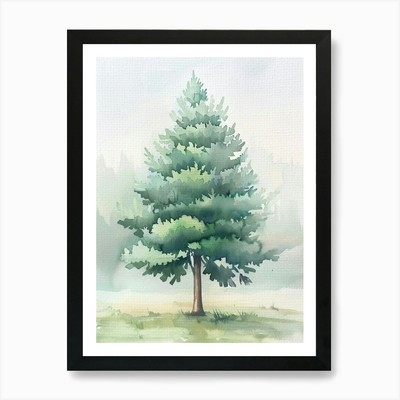 Cypress Tree Atmospheric Watercolou Framed Wall Art Poster Canvas Print Picture