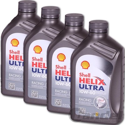 4 Liter (4x 1L) SHELL HELIX ULTRA RACING 10W-60 MOTORÖL 10W60 MOTORSPORT ÖL