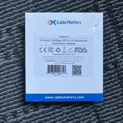 Cable Matters 2-Pack 1000BASE-SX SFP-LC Multi Mode 1G Fiber Transceiver Module
