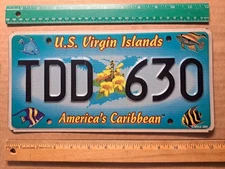 License Plate, U.S. Virgin Islands 2005 Tropical Fish Passenger ,TDD flowers 630