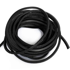 3mm Flat Genuine Leather Cord Braiding String Black 5 Yards 