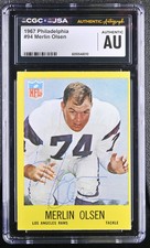1967 Philadelphia Football Merlin Olsen #94 Hand Signed Auto CGC Authentic
