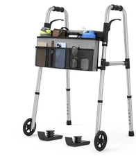 Loyoda Folding Walker with Basket and Storage Bag 5 Wheels Folding Walker