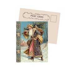 Victorian Purple Robe Santa New Antique Image Postcard