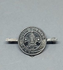 Vintage Scout Badge With Thanks bar brooch hallmarked silver Birm 1967 