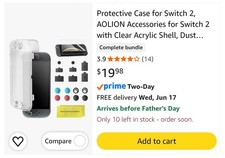 New AOLION Armor Case for Nintendo Switch 2 - Shockproof Protective Cover Clear