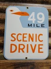 VINTAGE 49 MILE SCENIC DRIVE PORCELAIN SIGN OLD SAN FRANCISCO GOLDEN GATE BRIDGE