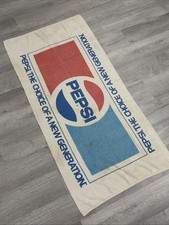 VINTAGE 1980’s PEPSI BEACH TOWEL FRINGE 29”x60”