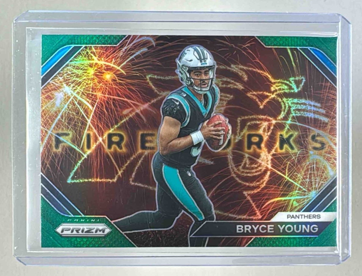 Bryce Young 2023 Panini Prizm #F-6 Green Fireworks Rookie RC