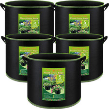 5 bolsas cultivo 10 galones asas tela gruesa resistente plantas frutas flores