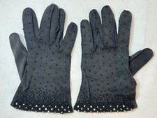 Vintage Short Black Beaded Dress Gloves Women  s/ Ladies Size Medium
