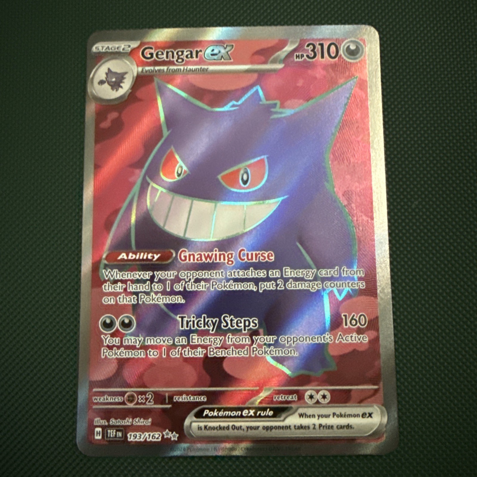 Gengar EX 193/162 Temporal Forces Ultra Rare Full Art Holo Pokemon Card