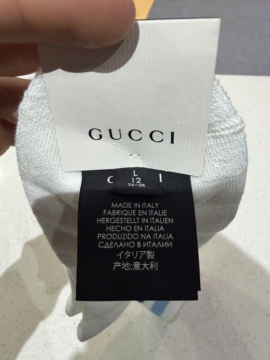 Gucci Socks Panther Logo White Blue Striped | eBay