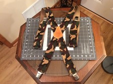 Custom Leather Craft Top Grain Cowhide No. 110 Camo Suspenders Made in USA