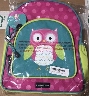 Crocodile Creek Kids Eco Owl Go kids  14'' Backpack New 14''x11''x4'' Teal