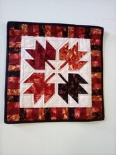 Handmade  Hand Quilted Wall Hanging Autumn leaves 16.5x16.5