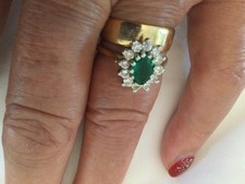 EMERALD AND DIAMOND CLUSTER RING WITH VALUATION PAPERS AND BILL