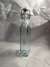Clear Glass Swing-Top Bottle with Stopper, Metal Bail Closure