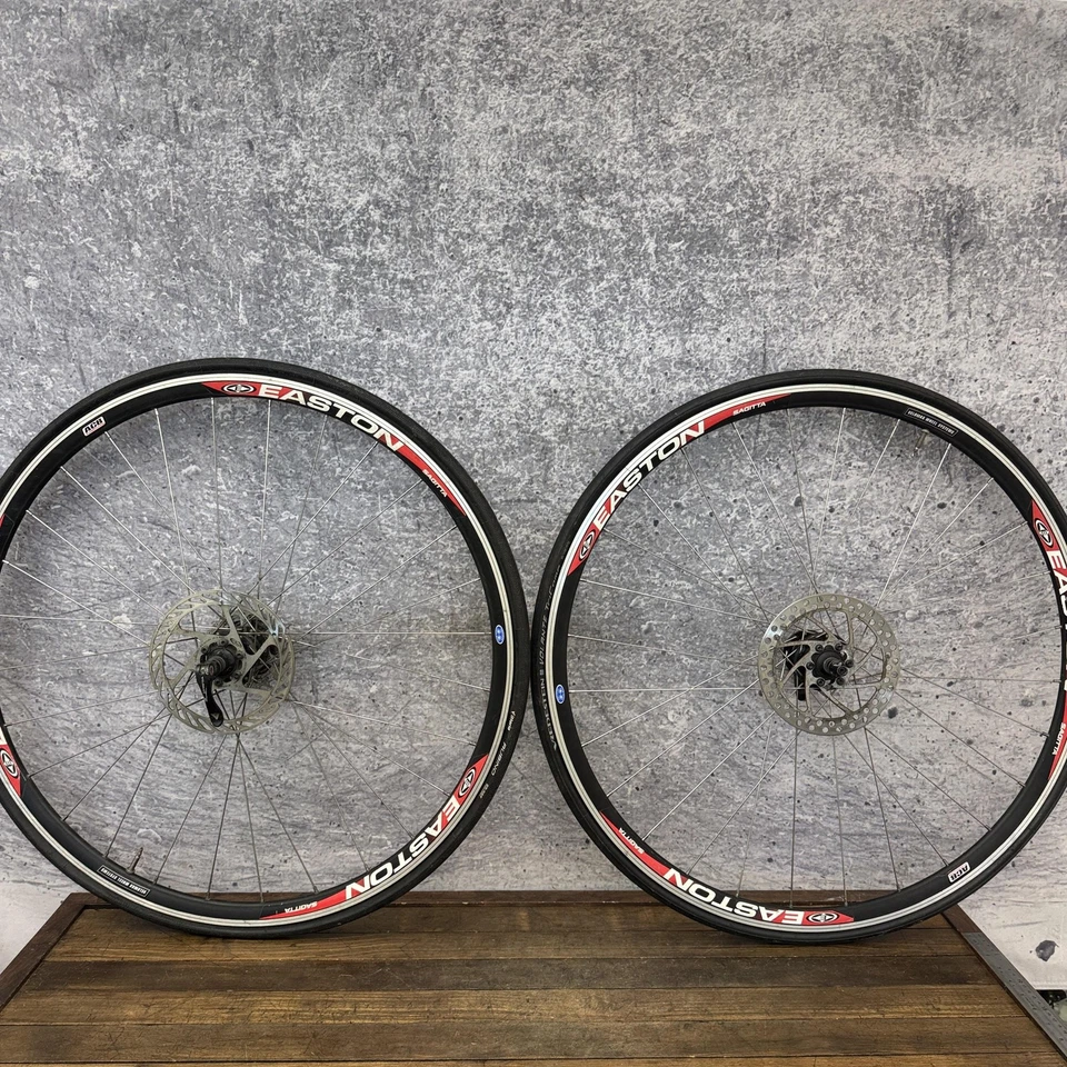 Easton Velomax 700c Road Bike Disc Wheel Set Shimano Sagitta 28H QR 130mm Rim - Image 3 of 4