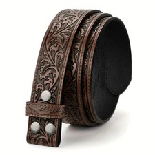 Western Belt Handmade Strap Men's Full Grain Leather No Buckle Cowboy Rodeo Belt